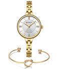 Relógio De Pulso Feminino Dourado Curren + Pulseira Coração