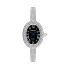 Relógio De Pulso Feminino Elegante À Prova d'Água Com Quartzo, Números Romanos E Cristais