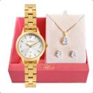 Relógio de Pulso Feminino Pequeno Condor Dourado CO2035MZQK4K Colar e Brincos Relógio de Pulso Feminino Pequeno Condor Dourado CO2035MZQK4K Colar e Brincos
