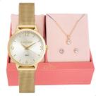 Relógio de Pulso Feminino Pequeno Condor Dourado CO2035NCV/K4K Colar e Brincos Relógio de Pulso Feminino Pequeno Condor Dourado CO2035NCV/K4K Colar e Brincos
