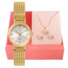 Relógio de Pulso Feminino Pequeno Condor Dourado COPC21JFG/K4D Colar e Brincos Relógio de Pulso Feminino Pequeno Condor Dourado COPC21JFG/K4D Colar e Brincos