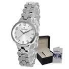 Relógio de Pulso Feminino Prateado Moderno Original Resisten Relógio de Pulso Feminino Prateado Moderno Original Resisten