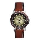 Relógio de Pulso Fossil Masculino Analógico Pulseira Couro Casual Resistênte Agua 100M Aço Inóx Prata FS5961/0M