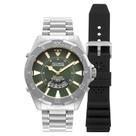 Relógio de Pulso Masculino a Prova d'agua Skydiver Technos Correia Prata Visor Verde WT2050AQ/T1V Coleção Exclusiva Relógio de Pulso Masculino a Prova d'agua Skydiver Technos Correia Prata Visor Verde WT2050AQ/T1V Coleção Exclusiva