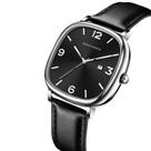 Relógio De Pulso Masculino De Couro Preto Hannah Martin Estilo Casual De Negócios Quadrado Fashion Relógio De Pulso Masculino De Couro Preto Hannah Martin Estilo Casual De Negócios Quadrado Fashion