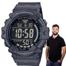 Relógio de Pulso Masculino Digital Illuminator 5 Alarmes Esportivo Grafite Prova Dàgua 100 Metros AE-1500WH-8BVDF