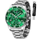 Relógio de Pulso Masculino OLEVS Verde - Cronógrafo com Fase Lunar