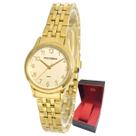 Relógio de Pulso Mondaine Feminino Dourado Original Resisten