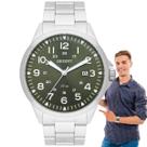 Relógio de Pulso Orient Masculino Aço Inoxidável Quartzo Resistência à Água 50m Casual Prata MBSS1380 E2SX