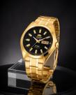 Relógio de Pulso Orient Masculino Automático 3 Estrelas Prova Dágua 10 ATM Calendario Aço Inóx Casual Dourado 469GP075F G1KX