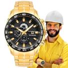 Relógio de Pulso Technos Masculino Aço Inoxidável Analógico Resistência à Água 100m Casual Dourado OS1ABG/1P