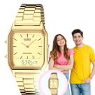 Relógio de pulso Unissex Casio Vintage Analógico Digital Masculino Feminino Retro Pulseira em Aço Inóx Dourado AQ-230GA Relógio de pulso Unissex Casio Vintage Analógico Digital Masculino Feminino Retro Pulseira em Aço Inóx Dourado AQ-230GA