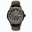 Relógio de Puslo Golf Preto Pulseira de Couro Marrom Technos Masculino Calendario Classico 2115laq/2c
