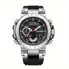 Relógio de Quartzo Masculino com Visor Luminoso Pulseira de Silicone Casual