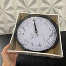 Relógio decorativo preto e branco redondo de plástico com fundo mármore para cozinha escritório relogio plastico grande