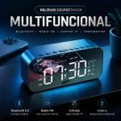 Relógio Despertador Digital Caixa de Som Bluetooth LED Mesa Quarto Som Potente Presente Entrega Ágil
