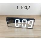 Relógio Despertador Digital De Mesa 16X2.5X6cm Decorativo Alarme Temperatura Pilha AAA Usb Preto QUANTIDADE:1 PEÇA