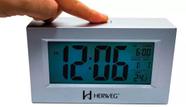 Relógio Despertador Digital Luz Temperatura Herweg 2972 070 Prata