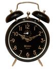 Relógio Despertador Mecânico Preto/Dourado Herweg 2385 Retrô