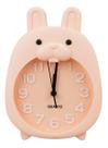 Relógio Despertador Quarto Infantil Coelho Coelhinho Rosa Salmão - 18cm