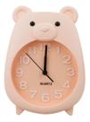 Relógio Despertador Quarto Infantil Menina Urso Rosa Salmão - 18cm