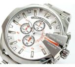 Relogio Diesel Dz4328 Mega Chief Prata Com Fundo Branco Aço Inox
