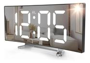 Relógio Digital De Mesa espelhado curvado Led E Alarme Temperatura Data Hora
