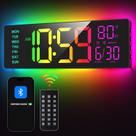 Relógio Digital de Parede EASYERA 42 cm com Sincronização Bluetooth e Luzes RGB