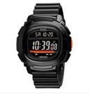 Relógio digital esportivo quadrado borracha skmei 1657 preto e laranja classico retro