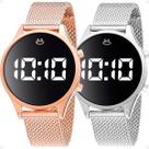 relogio digital feminino aço + relogio led silicone prata pulseira ajustavel qualidade premium casual silicone presente