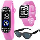 relogio digital infantil barbie rosa + relogio infantil rosa barbie + oculos uv proteção presente formato gatinho preto