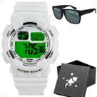 Relogio Digital Infantil Menino Branco + Oculos Sol + Caixa criança esportivo original adolescente silicone ajustavel