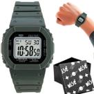 Relogio Digital Infantil Menino Silicone Criança + Caixa cinza cronometro original silicone ajustavel data esportivo