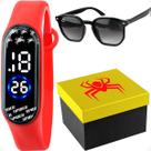 Relogio Digital Infantil + Oculos Protecao UV Sol + Caixa heroi presente pulseira ajustavel qualidade premium vermelho
