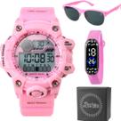 relogio digital infantil prova dagua oculos sol + caixa ajustavel qualidade premium esportivo criança presente data rosa