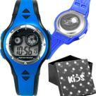Relógio Digital Infantil Tema Astronauta Azul e Preto Pulseira Silicone Ajustável Alarme e Calendário Kids