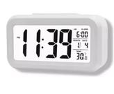 Relógio Digital LCD Despertador de Mesa Cabeceira Quarto Idoso - Branco