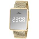 Relógio Digital LED Espelhado Feminino Dourado Champion