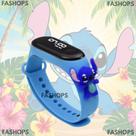 Relógio Digital Led Infantil A Prova D'água Stitch Azul Rosa e Angel Personagens Meninos Meninas