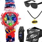 Relogio Digital Led Infantil Vermelho + Oculos Colar + Caixa data ajustavel verão silicone criança original presente luz