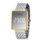 Relógio Digital Led Prata com Dourado Rommanel 650202 Cor:Prata com Dourado