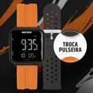 Relógio Digital Masculino e Feminino Unissex de Pulso Troca a Pulseira Kit com 2 Pulseiras Preto e Laranja à Prova D Água Quadrado Mormaii