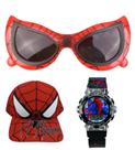 Relogio digital musical com led e bone e oculos modelo novo infantil do homem aranha, novidade Relogio digital musical com led e bone e oculos modelo novo infantil do homem aranha, novidade