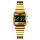 Relógio Digital Unissex Discreto Dourado Led Skmei 1543