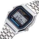 Relógio Digital Vintage Masculino Unissex Retro Aço Led Calendario Alarme Feminino