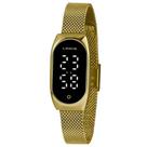 Relógio Dourado Digital Led Feminino Lince LDG4642L PXKX