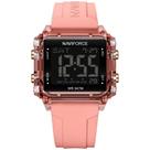 Relógio Esportivo Feminino Quadrado Luminoso Digital Pulseira de Silicone Impermeável