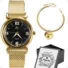 Relogio Feminino Aço Inox + Pulseira Coração moda dourado qualidade premium ajustavel presente silicone personalize