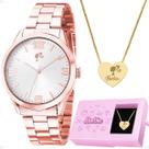 Relogio Feminino Aço Rose + Colar Barbie Coração rose inoxidavel original edição limitada qualidade premium moda social