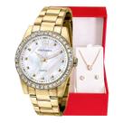 Relógio Feminino Ana Hickmann Dourado Cristais AH28857H
